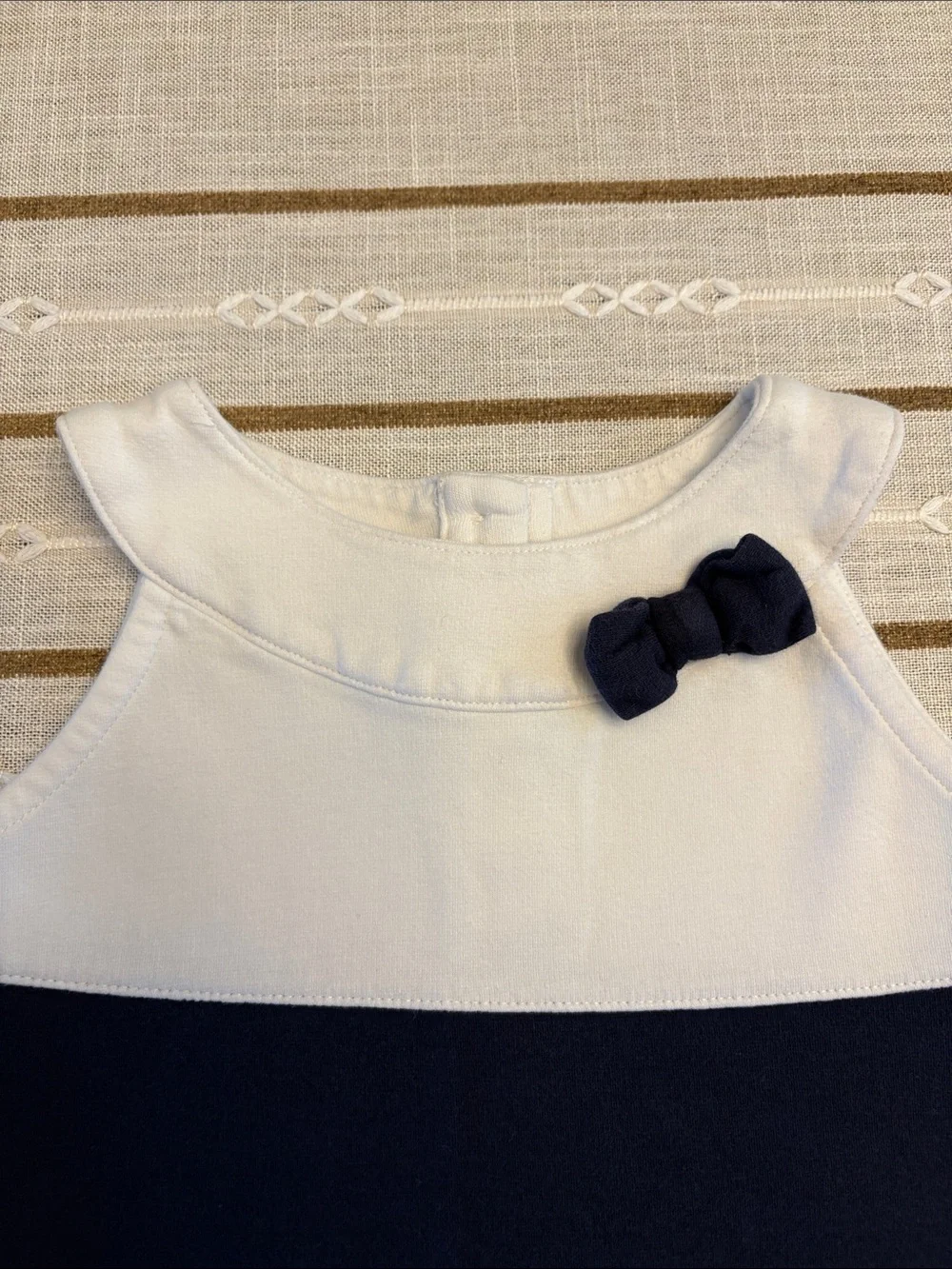 Gymboree Navy and White Striped Sleeveless Dress with Bow